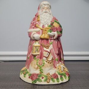 Royal Albert Old Country Roses Santa Cookie Jar Signed Seasons Of Colour Pink
